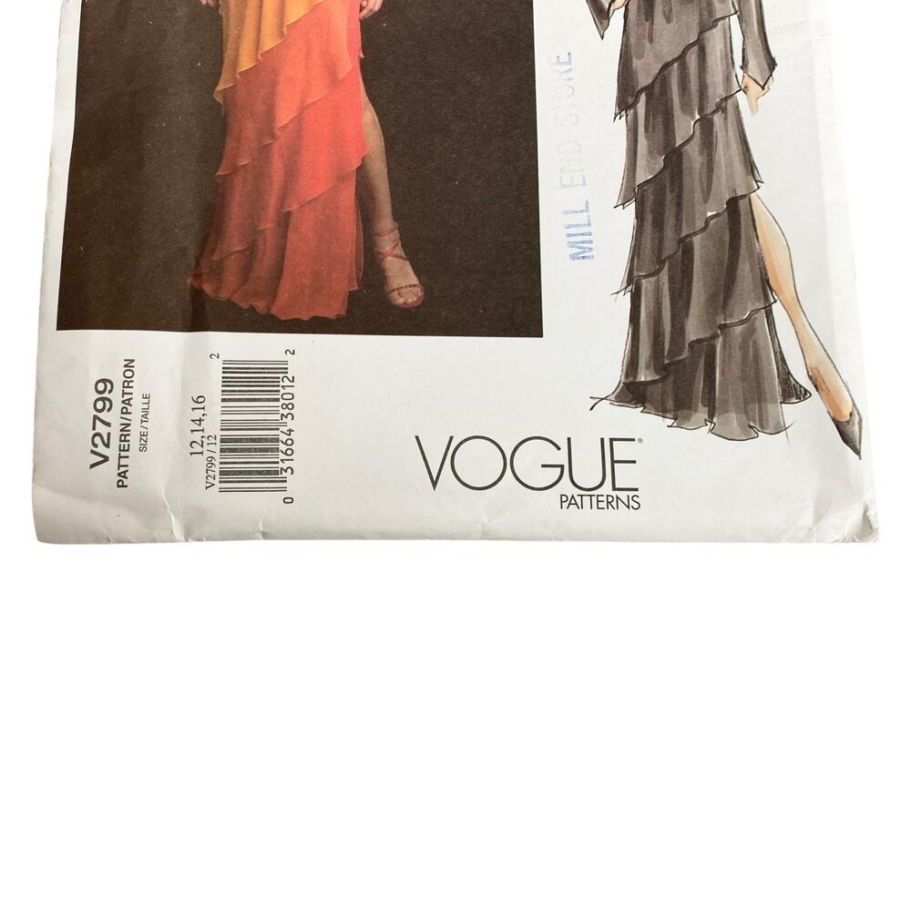 Vogue V2799 Tom Linda Platt Tiered Dress Gown Sewing Pattern 12 14 16 Uncut - Picture 4 of 13
